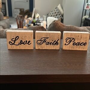 Cream and Black Decorative Accents Set Love Faith Peace